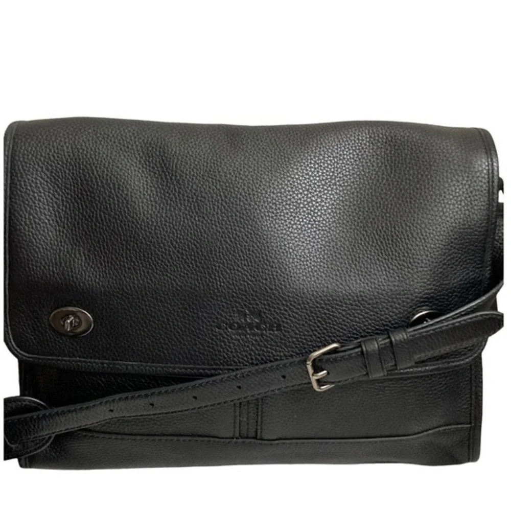 Coach black leather unisex briefcase laptop bag 71509